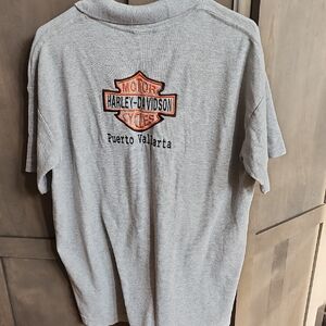 Harley-Davidson Puerto Vallarta Gray and Orange Short Sleeve Polo